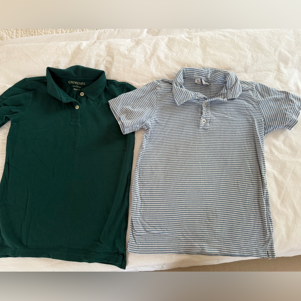 Boys Golf / Tennis Polos, Size 8 (two shirts- Crewcuts and Busy Bees)